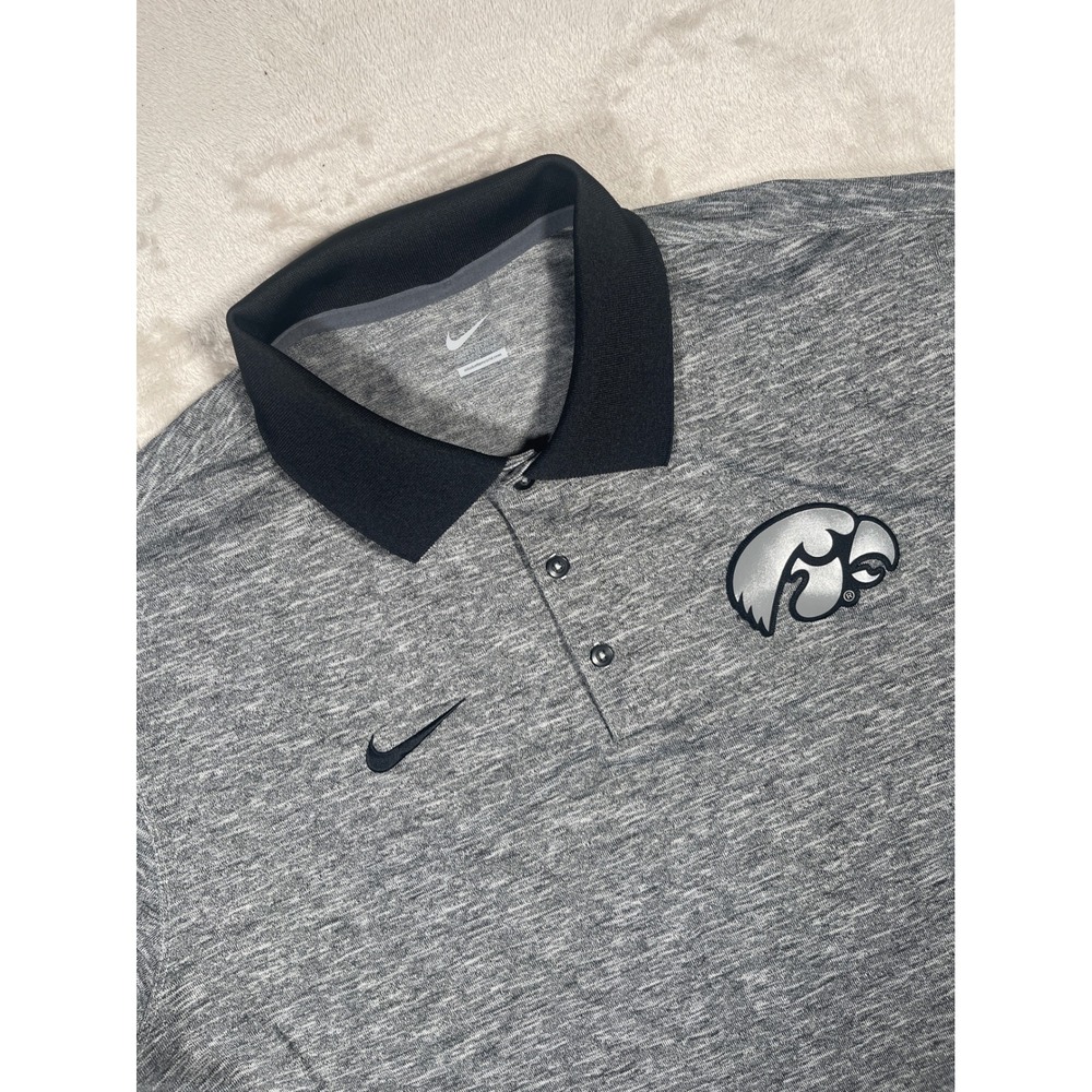 Nike Iowa Hawkeyes Polo Shirt‎ Men XXL Grey Black Heathered Performance NCAA IW5